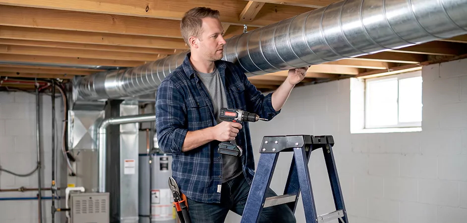 Exposed Spiral Ductwork in Wayne